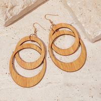 Simple Style Circle Wood Hollow Out Women's Ear Hook 1 Pair main image 6