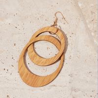 Simple Style Circle Wood Hollow Out Women's Ear Hook 1 Pair main image 2