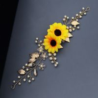 New Fashion Sun Flower Daisy Hair Band Handmade Glass Rhinestone Bride Head Jewelry sku image 1