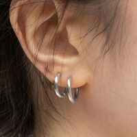 1 Pair Simple Style Circle Plating Stainless Steel Hoop Earrings main image 4