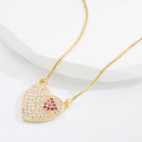 Elegant Devil's Eye Heart Shape Copper Gold Plated Zircon Pendant Necklace 1 Piece sku image 2