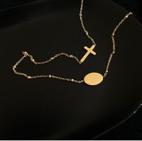Fashion Cross Titanium Steel Patchwork Gold Plated Necklace main image 3
