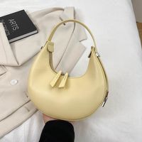 Women's Medium Pu Leather Solid Color Fashion Paint Finish Dumpling Shape Zipper Shoulder Bag sku image 6