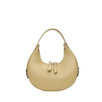 Women's Medium Pu Leather Solid Color Fashion Paint Finish Dumpling Shape Zipper Shoulder Bag sku image 1