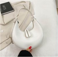 Women's Medium Pu Leather Solid Color Fashion Paint Finish Dumpling Shape Zipper Shoulder Bag sku image 5