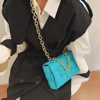 Women's Medium Pu Leather Solid Color Fashion Weave Square Lock Clasp Square Bag sku image 2