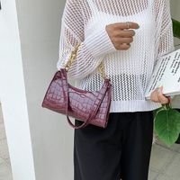 Women's Medium Pu Leather Stripe Streetwear Square Zipper Underarm Bag main image 5