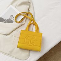 Women's Small Pu Leather Solid Color Fashion Square Zipper Tote Bag sku image 2