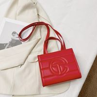 Women's Small Pu Leather Solid Color Fashion Square Zipper Tote Bag sku image 3