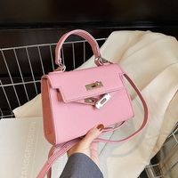 Women's Medium Pu Leather Solid Color Fashion Square Lock Clasp Crossbody Bag main image 1