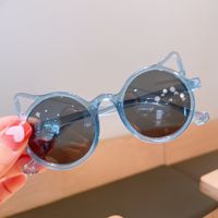 Cute Solid Color Cat Eye Full Frame Kids Sunglasses sku image 2