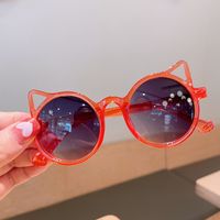 Cute Solid Color Cat Eye Full Frame Kids Sunglasses sku image 3