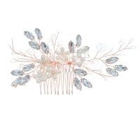 Fashion Flower Rhinestone Handmade Artificial Pearls Hair Combs 1 Piece main image 5