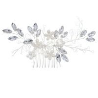 Fashion Flower Rhinestone Handmade Artificial Pearls Hair Combs 1 Piece sku image 2