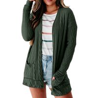 Casual Solid Color Cotton V Neck Long Sleeve Regular Sleeve Patchwork Cardigan main image 5