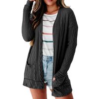 Casual Solid Color Cotton V Neck Long Sleeve Regular Sleeve Patchwork Cardigan main image 4