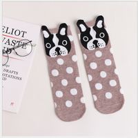 Women's Fashion Dog Polka Dots Cotton Jacquard Crew Socks sku image 2