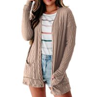 Casual Solid Color Cotton V Neck Long Sleeve Regular Sleeve Patchwork Cardigan main image 3