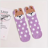 Women's Fashion Dog Polka Dots Cotton Jacquard Crew Socks sku image 1