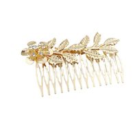 Fashion Leaf Flower Metal Plating Inlay Artificial Gemstones Hair Combs 1 Piece main image 3