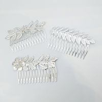 Fashion Leaf Flower Metal Plating Inlay Artificial Gemstones Hair Combs 1 Piece main image 5