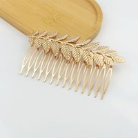 Fashion Leaf Flower Metal Plating Inlay Artificial Gemstones Hair Combs 1 Piece main image 6