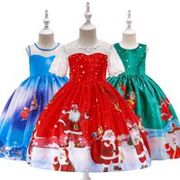 Halloween Christmas Fashion Santa Claus Castle Ghost Cotton Blend Girls Dresses main image 5