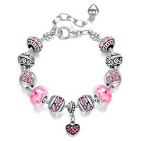 Fashion Heart Shape Copper Silver Plated Inlay Artificial Gemstones Women's Bracelets 1 Piece main image 4