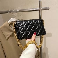 Women's Medium Pu Leather Lingge Fashion Square Magnetic Buckle Crossbody Bag main image 3
