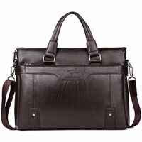 Men's Business Solid Color Pu Leather Waterproof Briefcases sku image 4