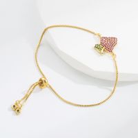Elegant Strawberry Snowflake Copper Gold Plated Zircon Bracelets 1 Piece main image 3