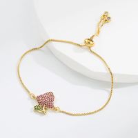 Elegant Strawberry Snowflake Copper Gold Plated Zircon Bracelets 1 Piece main image 4