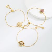 Elegant Strawberry Snowflake Copper Gold Plated Zircon Bracelets 1 Piece main image 1