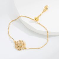 Elegant Strawberry Snowflake Copper Gold Plated Zircon Bracelets 1 Piece sku image 1