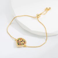 Elegant Strawberry Snowflake Copper Gold Plated Zircon Bracelets 1 Piece sku image 3