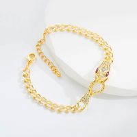 Fashion Snake Copper Gold Plated Zircon Necklace 1 Piece main image 3