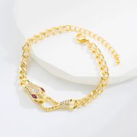 Fashion Snake Copper Gold Plated Zircon Necklace 1 Piece sku image 1