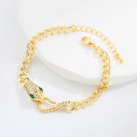 Fashion Snake Copper Gold Plated Zircon Necklace 1 Piece sku image 2