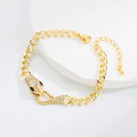 Fashion Snake Copper Gold Plated Zircon Necklace 1 Piece sku image 3