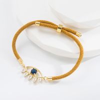 Fashion Devil's Eye Rope Copper Gold Plated Zircon Bracelets 1 Piece sku image 1