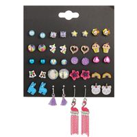New Fashion Jewelry Earrings Set Of 20 Pairs Of Square Square Zirconia Stud Earrings sku image 2