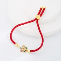 Fashion Leaf Star Bird Rope Copper Gold Plated Zircon Bracelets In Bulk main image 4