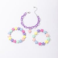 Mignon Star Forme De Cœur Alliage Plastique Patchwork Perles Artificielles Enfants Bracelets Ensemble De 3 Pièces main image 1