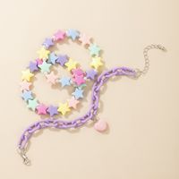 Mignon Star Forme De Cœur Alliage Plastique Patchwork Perles Artificielles Enfants Bracelets Ensemble De 3 Pièces main image 3