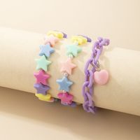 Cute Star Heart Shape Alloy Plastic Patchwork Artificial Pearls Kid's Bracelets 3 Piece Set main image 2