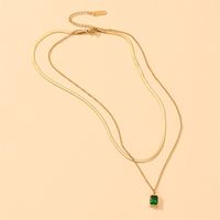 Simple Style Square Titanium Steel Inlay Crystal Layered Necklaces 1 Piece main image 6