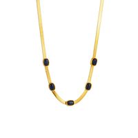 Basic Square Titanium Steel Gold Plated Artificial Gemstones Necklace 1 Piece main image 2