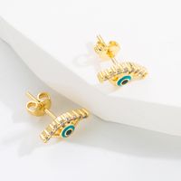 Fashion Devil's Eye Copper Gold Plated Zircon Ear Studs 1 Pair main image 7