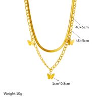 Basic Butterfly Titanium Steel Gold Plated Layered Necklaces 1 Piece main image 2