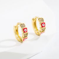 Fashion Devil's Eye Copper Gold Plated Zircon Hoop Earrings 1 Pair main image 6
